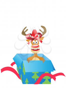 Royalty Free Clipart Image of a Reindeer in a Box