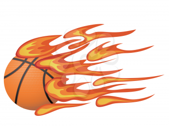 Royalty Free Clipart Image of a Basketball on Fire