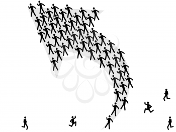 Royalty Free Clipart Image of People in the Shape of an Arrow