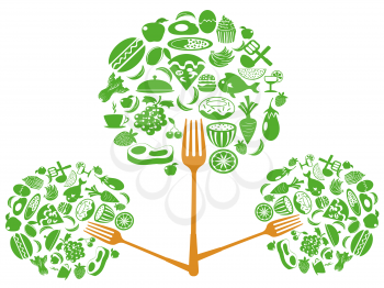 Royalty Free Clipart Image of a Food Tree Concept