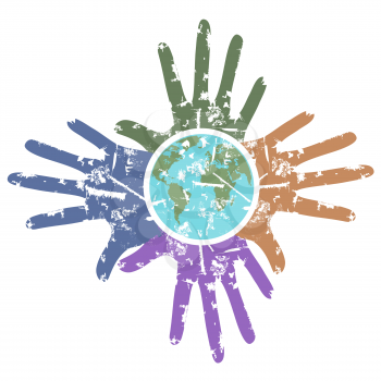Royalty Free Clipart Image of Hands Around the World