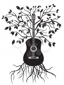 Royalty Free Clipart Image of a Guitar Tree