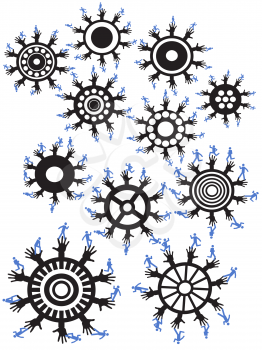 Royalty Free Clipart Image of People on Gears