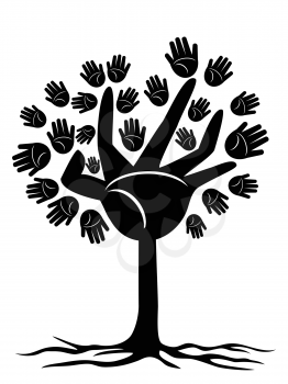 Royalty Free Clipart Image of Tree With Hands
