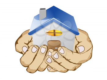 Royalty Free Clipart Image of a Person Holding a House