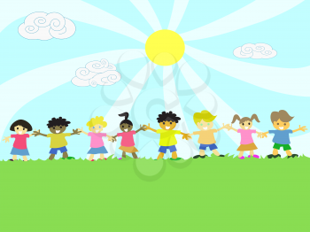 Royalty Free Clipart Image of a Group of Kids
