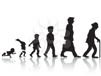 Royalty Free Clipart Image of People Young to Old