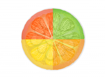 Royalty Free Clipart Image of Mixed Citrus Fruits