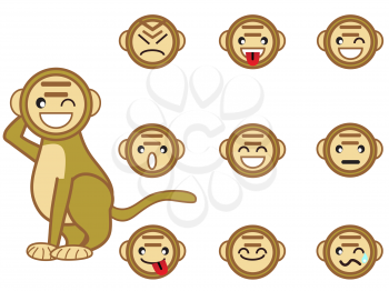 Royalty Free Clipart Image of Monkey Faces