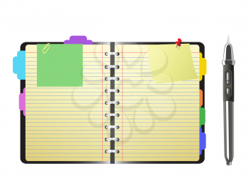 Royalty Free Clipart Image of a Notebook and Pen