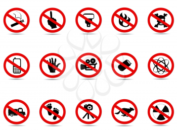 Royalty Free Clipart Image of a Set of Prohibited Signs