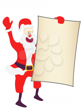 Royalty Free Clipart Image of Santa Claus Hold a Sign