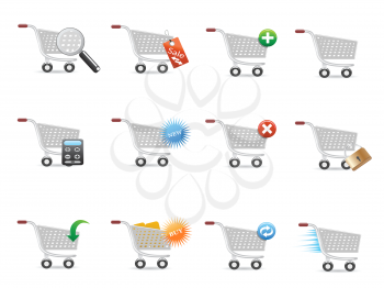Royalty Free Clipart Image of Shopping Cart Icons