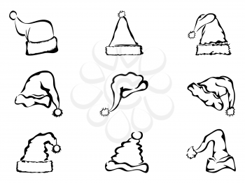 Royalty Free Clipart Image of Christmas Hats