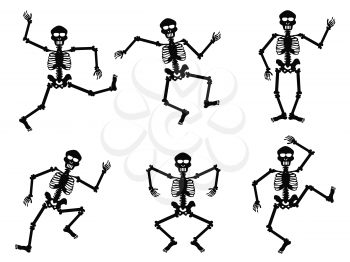 Royalty Free Clipart Image of Dancing Skeletons