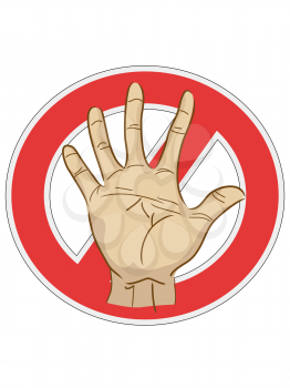 Royalty Free Clipart Image of a Hand With a Stop Sign