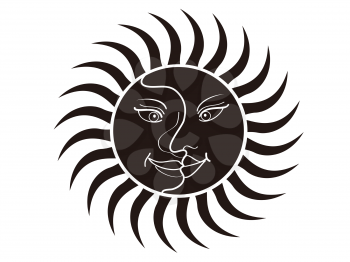 Royalty Free Clipart Image of a Sun and Moon