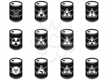 Royalty Free Clipart Image of Toxic Hazardous Waste Barrels