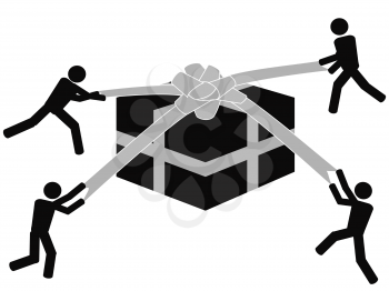 Royalty Free Clipart Image of People Opening a Present