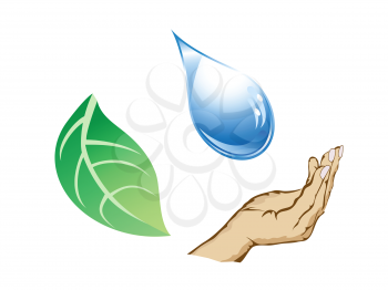 Royalty Free Clipart Image of a Hand With a Leaf