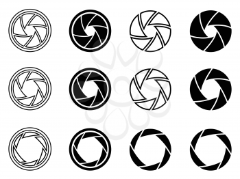 isolated Camera shutter aperture icons from white background