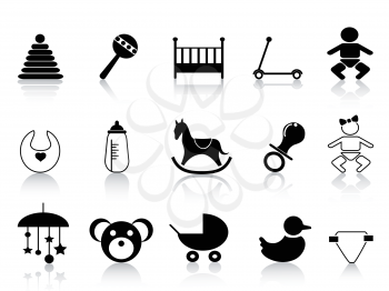 isolated black baby icons from white background