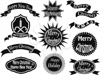 isolated black christmas labels from white background
