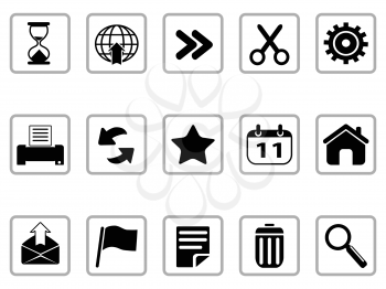 isolated black Toolbar and Interface icons buttons on white background