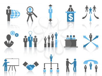 isolated blue Business and Management Icons from white background