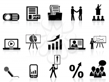 isolated business presentation icons set on white background 	