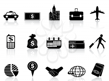 isolated business travel icons from white background  	