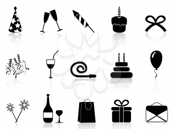 isolated simple black celebration icons set on white background