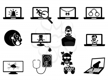 isolated computer security and Cyber Thift icons from white background