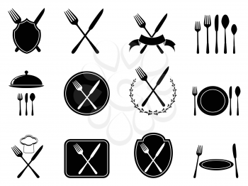 isolated eating utensils icons set from white background 