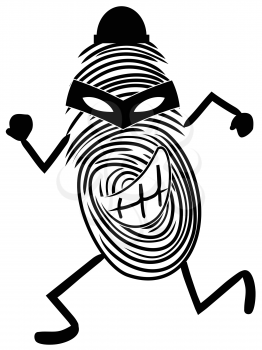 a cartoon style of fingerprint thief 	