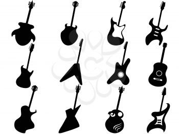 isolated Guitar Silhouettes from white background