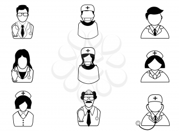 isolated medical people icons on white background 	