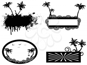 isolated four different style of palm tree frame