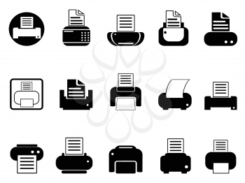 simple black printer icons set on white background