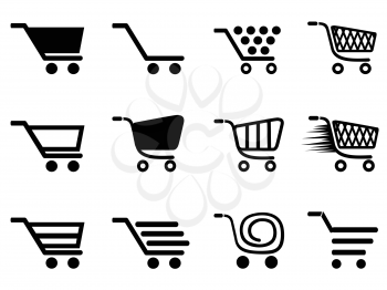 isolated simple shopping cart icons from white background