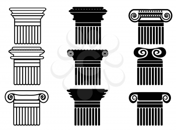 isolated column icons from white background 