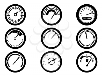 isolated gauge icons from white background