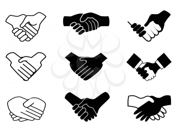 isolated handshake icons on white background