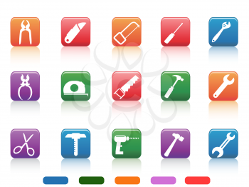 isolated handwork tools icons button from white background