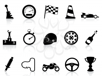 isolated motor race icons set from white background
