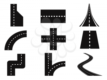 isolated roads vector set from white background