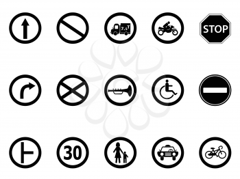 isolated road sign icons set from white background 	