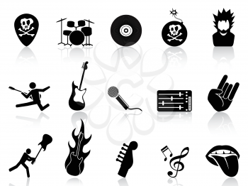 isolated rock and roll music icons on white background