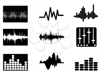 isolated music soundwave icons set from white background