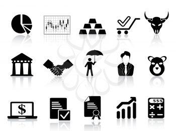 isolated stock exchange icons set from white background